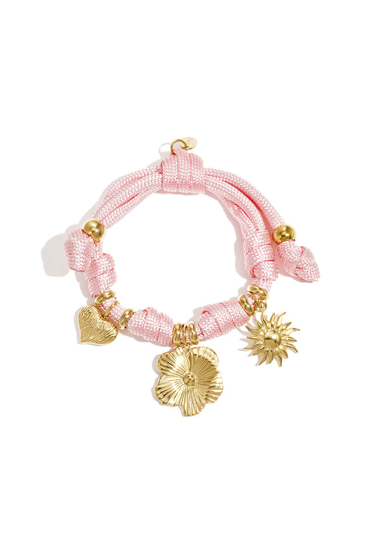Touw armband met knoopjes en variërende charms