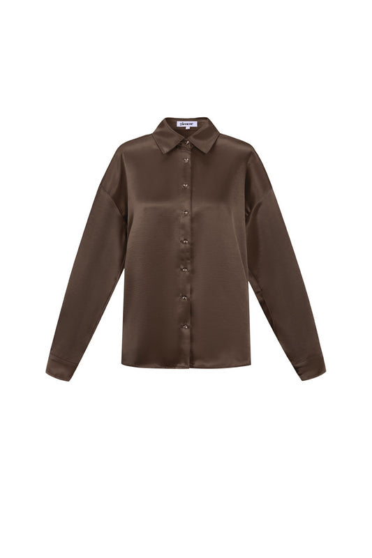 Woven Polyester Fiber Vrouwen Overhemd Casual Solid Color Basic